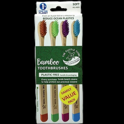 Turtle Tribe Eco Bamboo Toothbrush 4-pack - Wasteless Pantry Mundaring