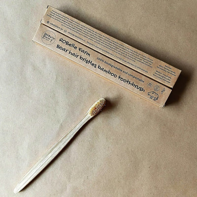 Natural Boar Bristle (Med-Firm) Bamboo Toothbrush - Wasteless Pantry Mundaring