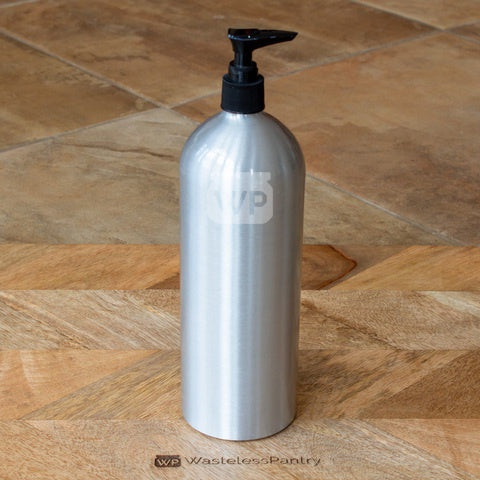 Bottle 1L Aluminium Black Pump - Wasteless Pantry Mundaring