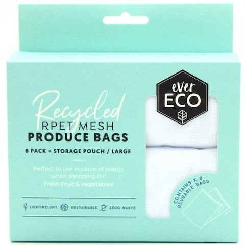 Reusable Produce Bags Recycled Polyester Mesh 8 Pack - Wasteless Pantry Mundaring