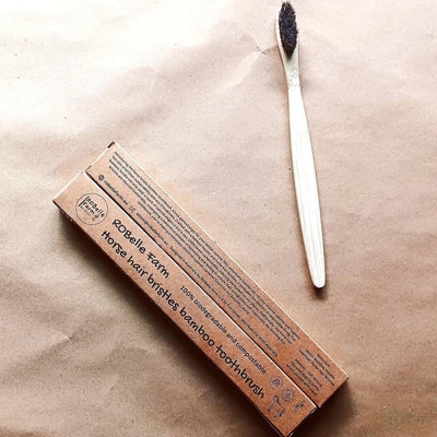 Natural Horse Hair Bristle (Soft-Med) Bamboo Toothbrush - Wasteless Pantry Mundaring