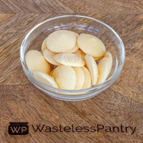 Choc White Buttons 100g bag - Wasteless Pantry Mundaring