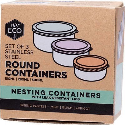 Stainless Steel Round Containers (Nesting Set of 3) - Wasteless Pantry Mundaring