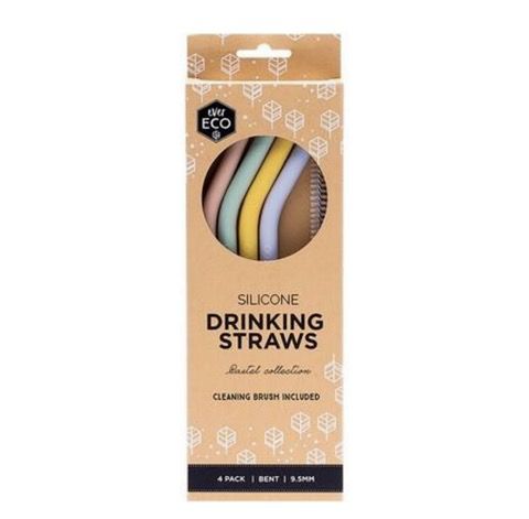 Straw Silicone (4 pack inc Cleaning Brush) - Wasteless Pantry Mundaring